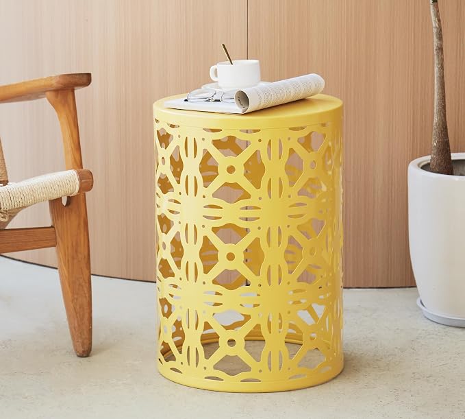 HFHOME Set of 3 Metal Outdoor Side Table, Nesting Round Coffee Table - Image 9