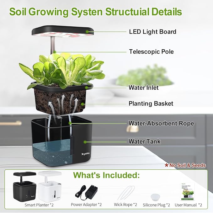2 PACK Plant Pots Indoor Garden Planter Growing Systems Small Smart Soil - Image 6
