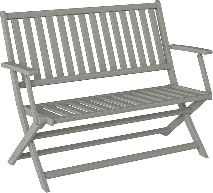 Outsunny Wood Outdoor Bench, 2-Person Foldable Patio Acacia Wood Garden Bench by Outsunny