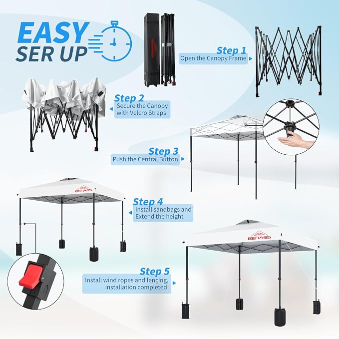 10x10 Pop Up Canopy, Easy Up Canopy Tent, Heavy Duty Tents - Image 4