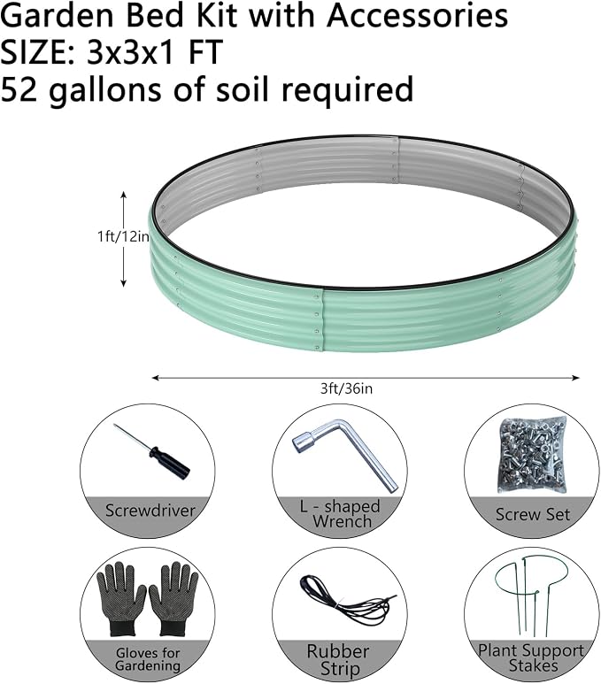 Galvanized Metal Planter Round Raised Garden Bed Kit - Image 2