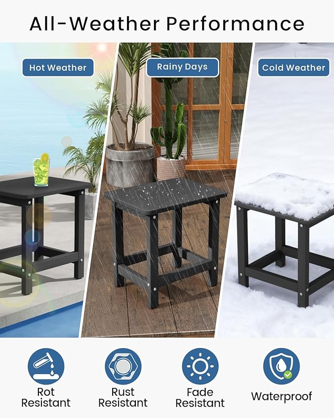 Weatherproof Outdoor Side Table, HDPE Small Outdoor Table - Image 4