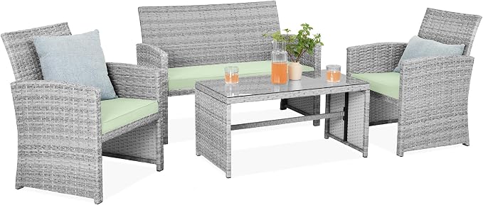 Best Choice Products 4-Piece Outdoor Wicker Patio Conversation Furniture Set by BestChoiceProducts
