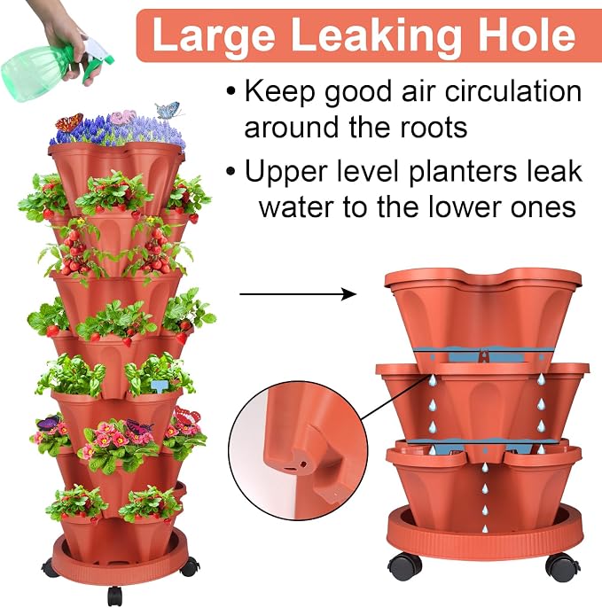 GameXcel Vertical Planter, 7 Tier Stackable Strawberry Planter - Image 3