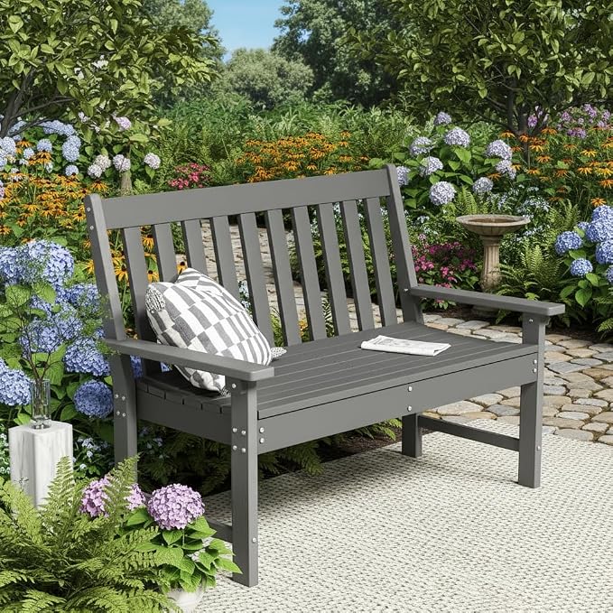 Tangkula HDPE Outdoor Garden Bench - Image 3