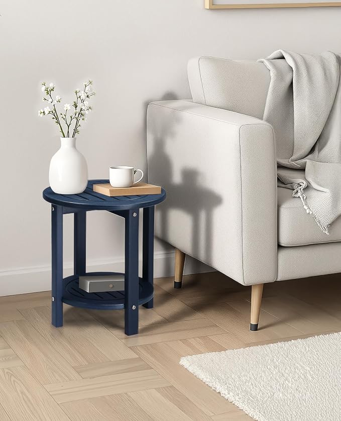 Outvita Adirondack Side Table, 16 Inch Round Outdoor End Table, HDPE Weather - Image 9