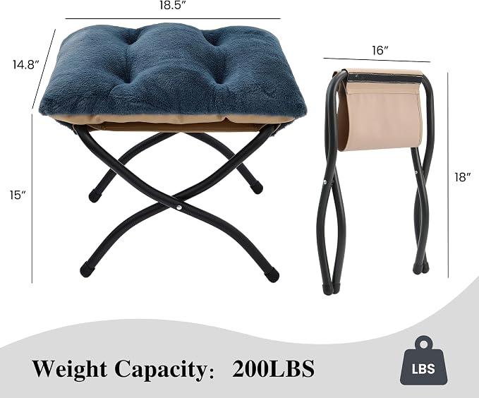 15" Folding Ottoman, Foldable Footrest Stool, Portable Small Foot Stool - Image 3