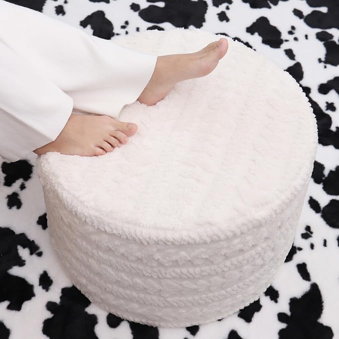 Asuprui Round Footstool Ottoman, 20x14 Inches Multi-Functional Modern Foot Stool - Image 2