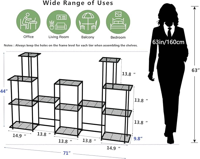 Twhep Tall Multi Tier Plant Stand, 13 Tiers Multifunctional Plant Stands - Image 7