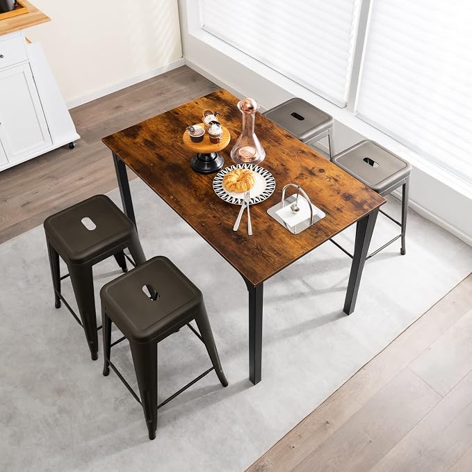 COSTWAY Bar Stools Set of 4, 24” Stackable Metal Stools - Image 2