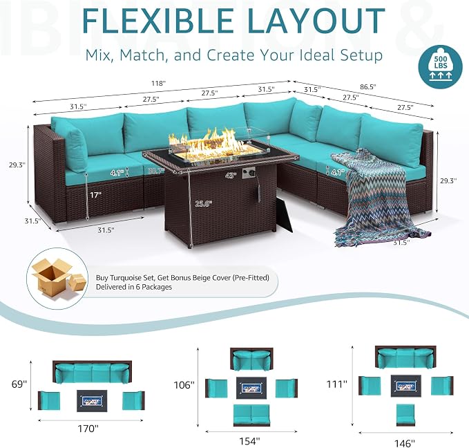 NICESOUL 7 Piece Outdoor Furniture Set - Image 4