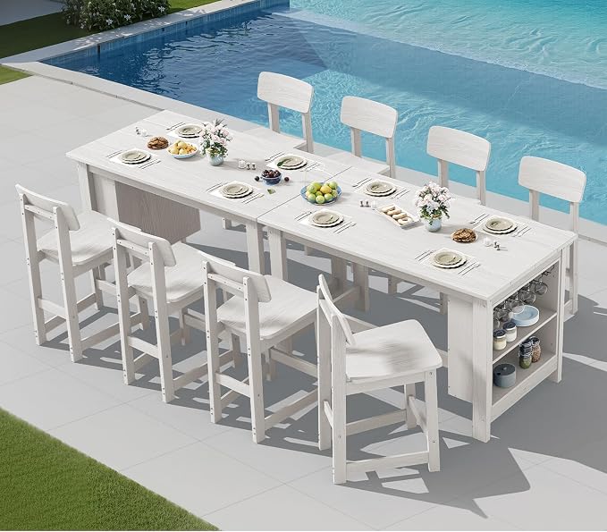 SERWALL 10-Piece HDPE Counter Height Dining Table Sets by SERWALL