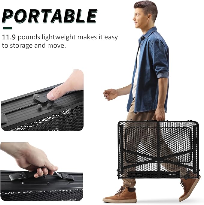 Folding Table with 2 Wing Panels, 3x2 FT Camping Table with Mesh Desktop - Image 5