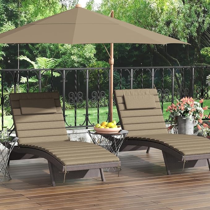 Sundale Outdoor Olefin Quilted Lounge Cushion Set of 4, Patio Foldable Chaise - Image 7