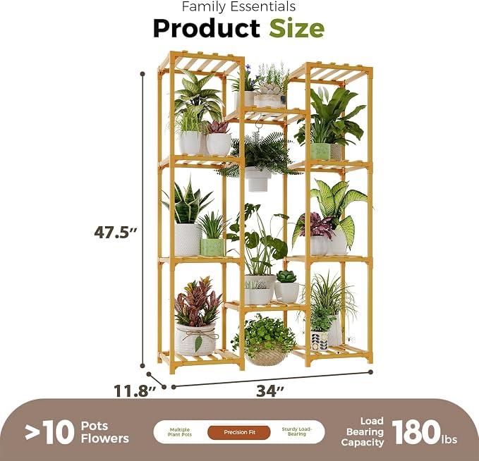 Bamworld Bamboo Plant Stand Indoor Hanging Plants Shelf - Image 4