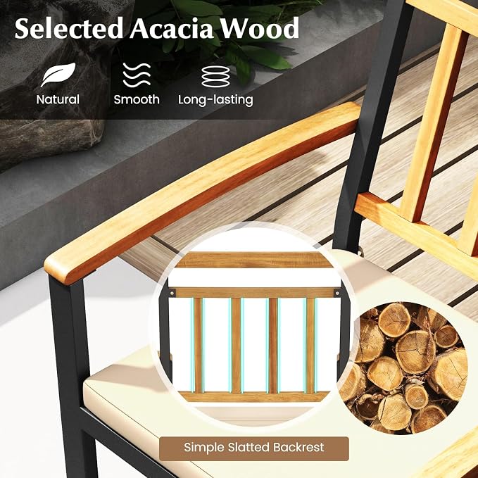 Tangkula 7 Piece Patio Wood Dining Set - Image 6
