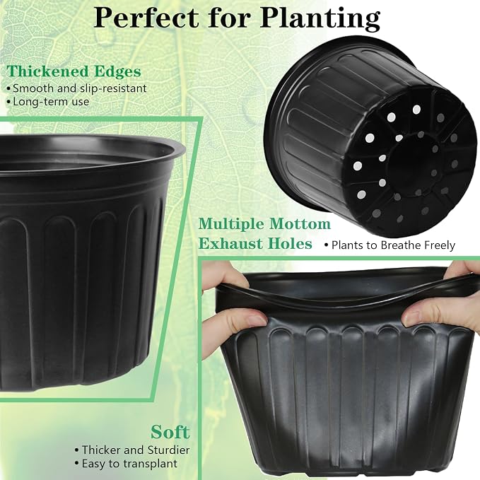 12-Pack 5 Gallon Flexible Plastic Plant Pots, Thickened Soft Seed Starting - Image 3