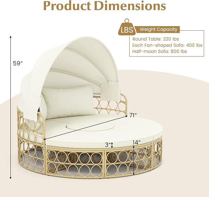 Tangkula Outdoor Patio Round Daybed - Image 3