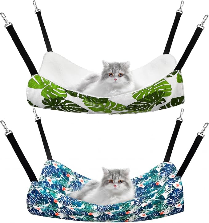 Jetec 2 Pack Cat Hammock for Cage, Catio Accessories Reversible Soft Cats Bed by Jetec