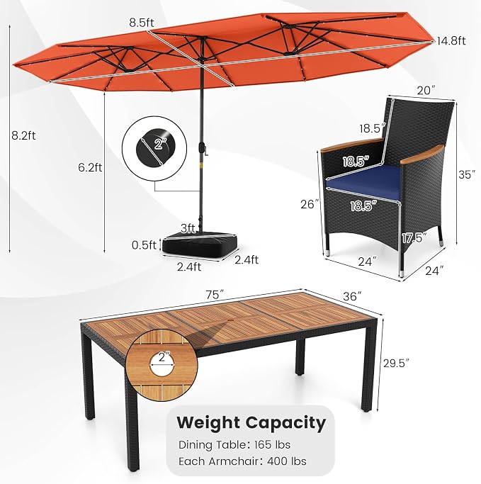 Tangkula 11 Pieces Patio Dining Set - Image 5