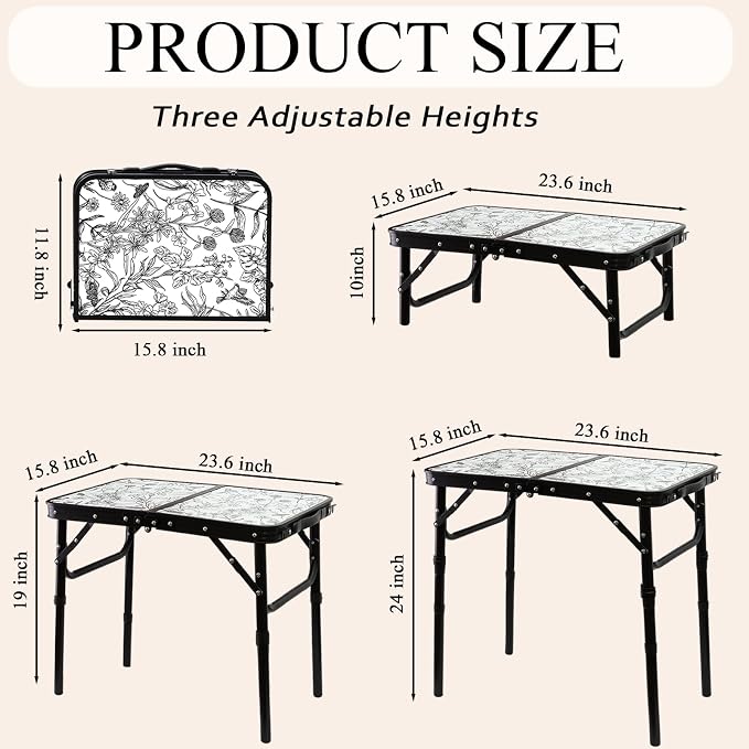 Toile de Jouy-Inspired Camping Table, Vintage French Floral Pattern Folding - Image 3