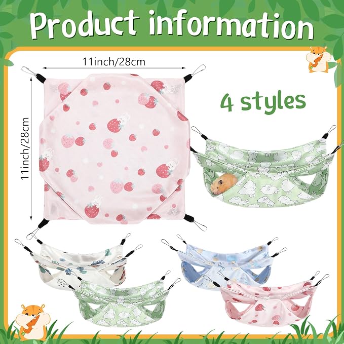 Nuogo 4 Pcs Rat Hammock for Cage Small Animal Hanging Ferret Hammocks for Rat - Image 2