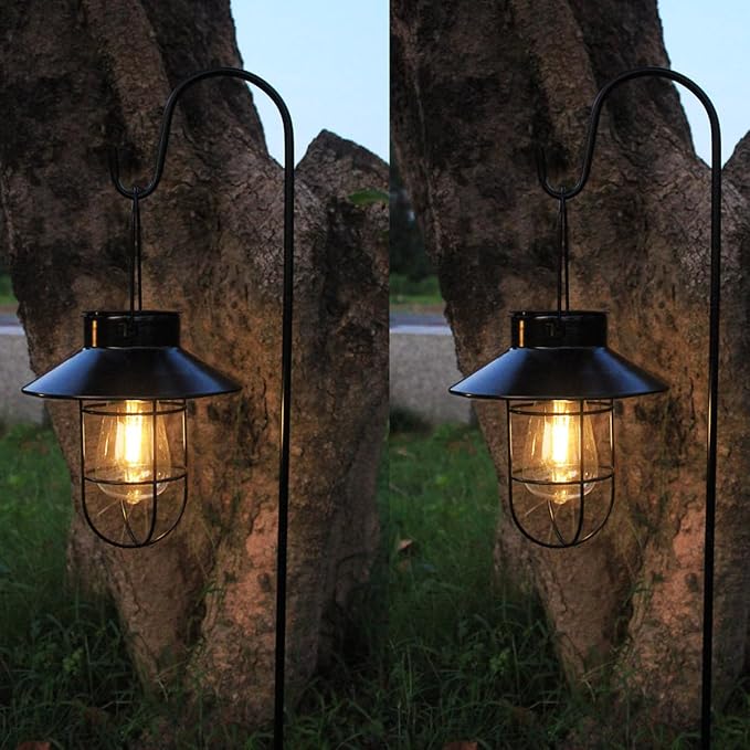 Solar Lantern 2pack Outdoor Hanging Light- Waterproof Vintage Metal Light - Image 8