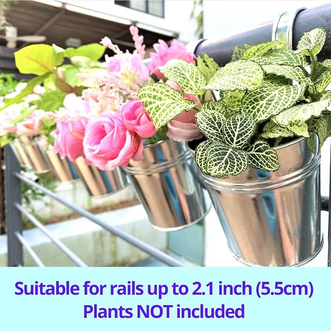 LaLaGreen Fence Planters for Outdoor Plants Balcony Planter Railing Hanging - Image 4