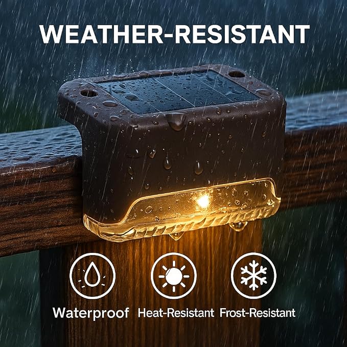 Solar Deck Lights Outdoor 16 Pack, Peel And Stick Deck Railing Lights, - Image 3