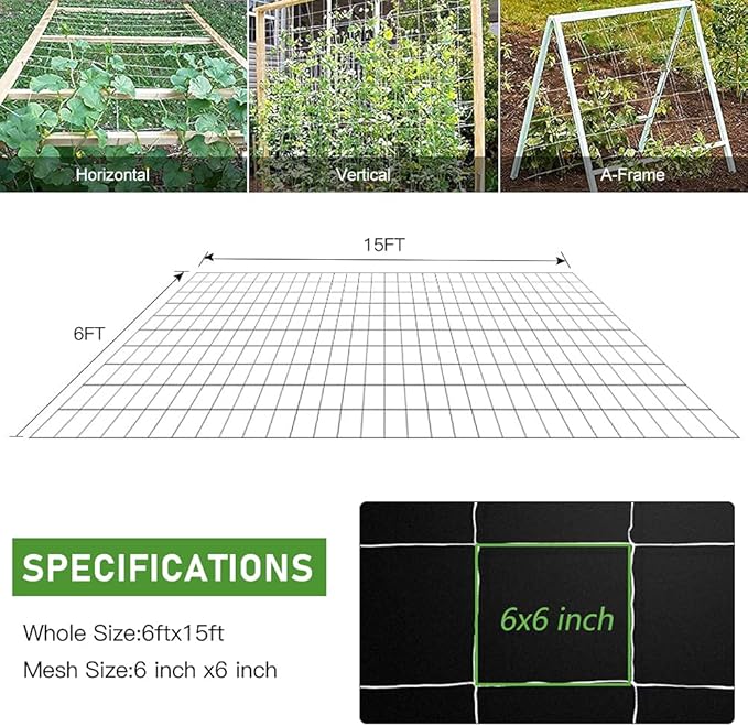 Trellis Netting, CANAGROW Heavy-Duty Garden Plant Trellis Netting - Image 2