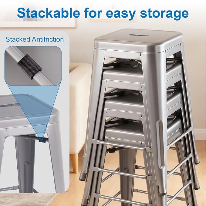 Stackable Metal Bar Stool Backless Indoor-Outdoor Counter Stools Fullmetal - Image 5