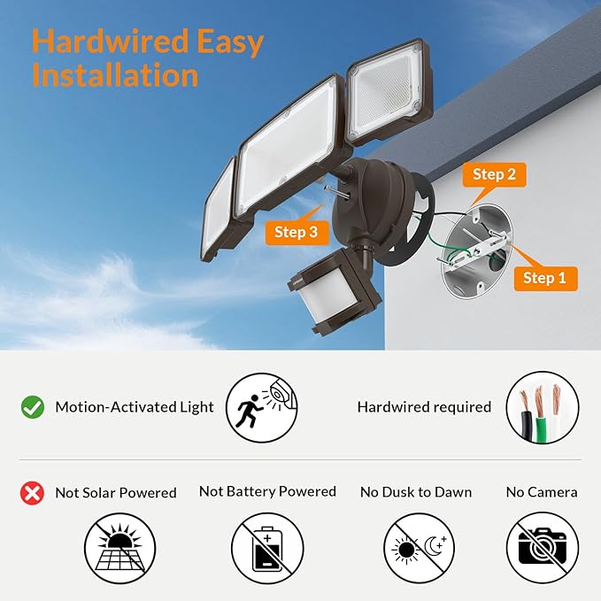 LEPOWER LED Security Light Motion Sensor Light Outdoor, 38W 4200LM Motion - Image 5