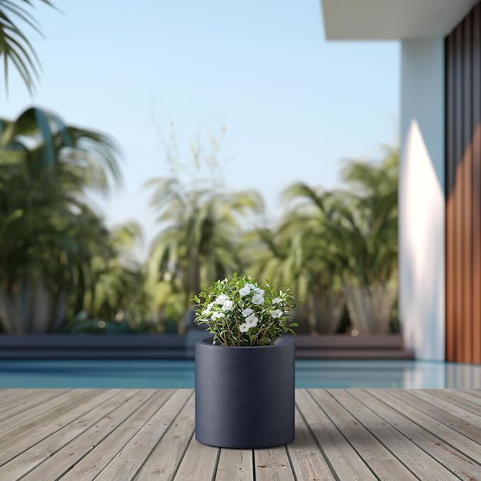 Kante 12.6" Dia Round Concrete Planter, Modern Style Large Cylindrical Plant Pot - Image 5