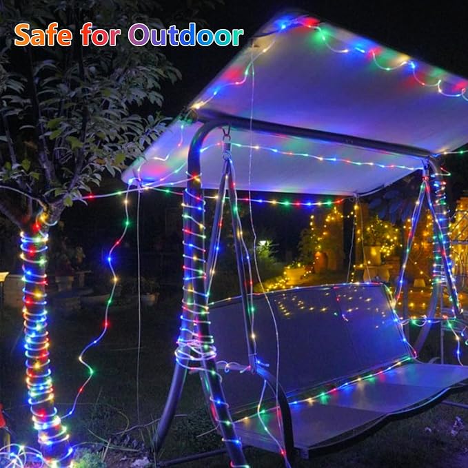 QITONG Multicolor Solar Rope Lights, 2 Pack Each 33ft 100 LED Trampoline Lights - Image 6