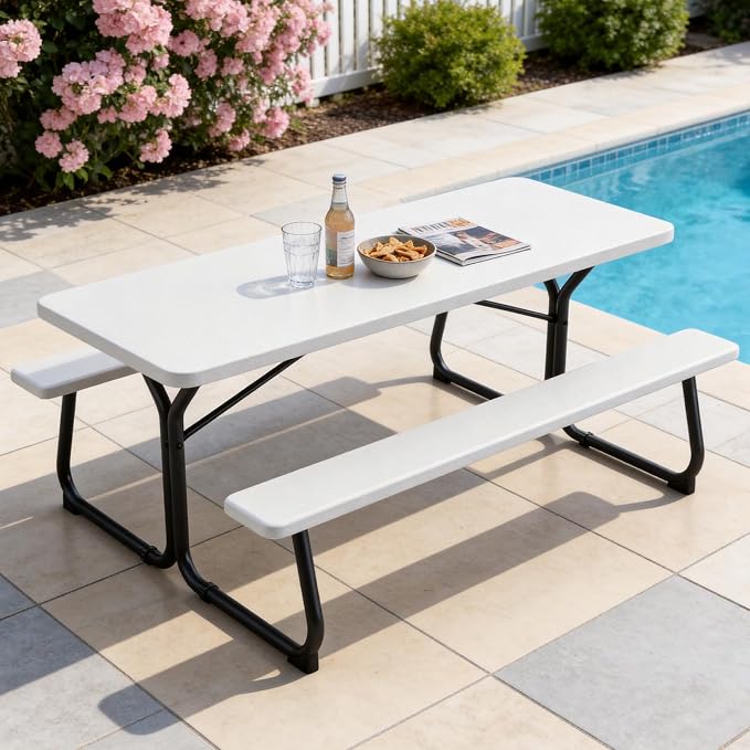 Picnic Table, 6 FT Outdoor Picnic Table - Image 9