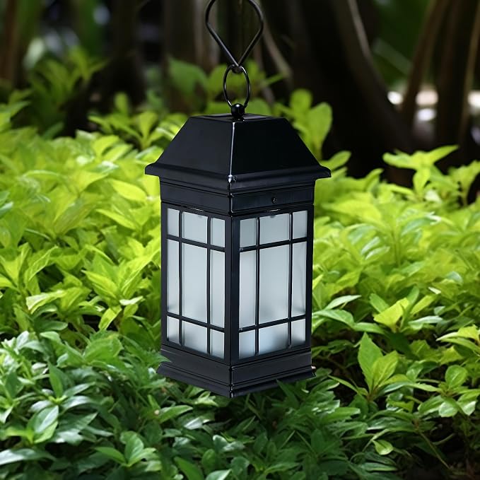 15.5" Solar Lantern Outdoor Waterproof, Glass Flickering Flame Solar Lanterns - Image 2