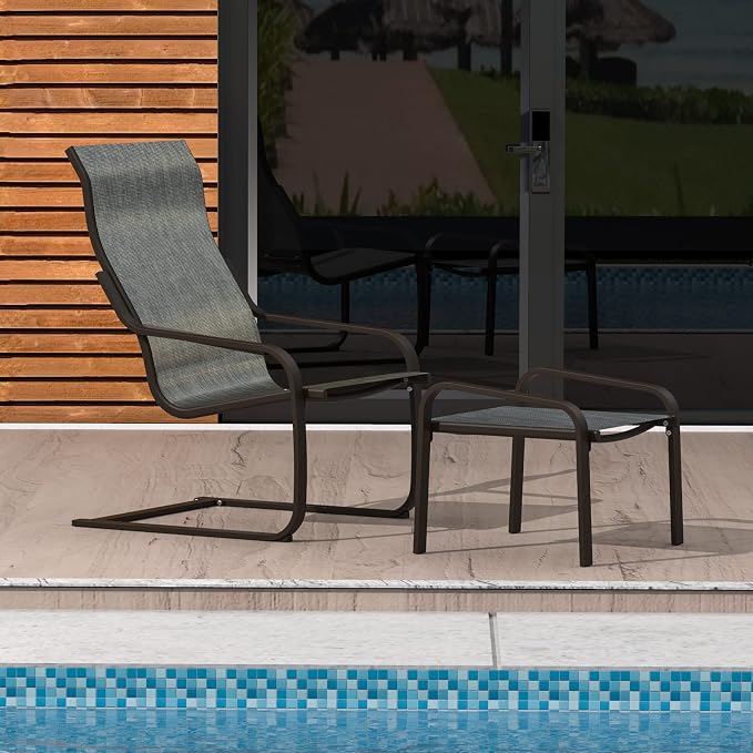 Domi Outdoor C Spring Motion Chair, Patio Bistro Set of 2, All-Weather - Image 6