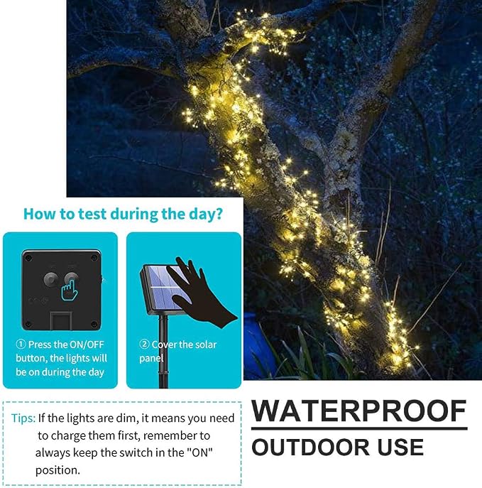 Solar Fairy String Lights Outside, Waterproof Solar Powered Waterfall Lights - Image 4