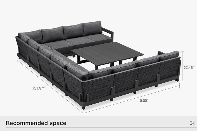 PURPLE LEAF Patio Furniture Set U-Shaped Outdoor Couch - Image 9