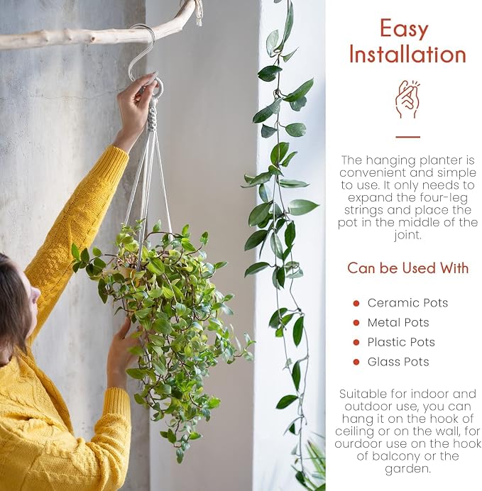 Plant Hanger Indoor, Macrame Plant Hangers Indoor Macrame Hanging Planters - Image 5