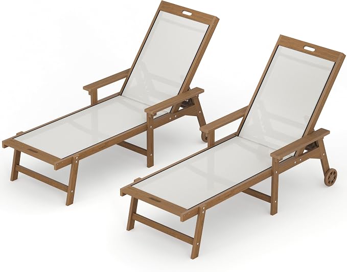 LUE BONA Chaise Lounge Chair Outdoor, HDPS and HDPE Wicker Chaise Lounger by LUEBONA