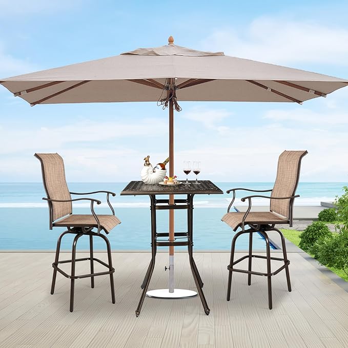 VINGLI Cast Aluminum Patio Bar Table, Pub Height Bistro Square Table - Image 6
