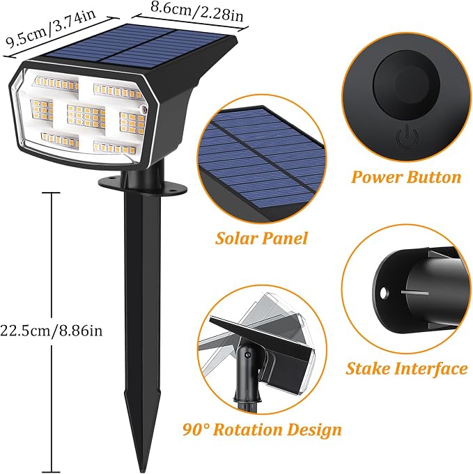 Sucolite 8-Pack Solar Spot Lights Outdoor Waterproof IP65, 3 Lighting Modes - Image 7