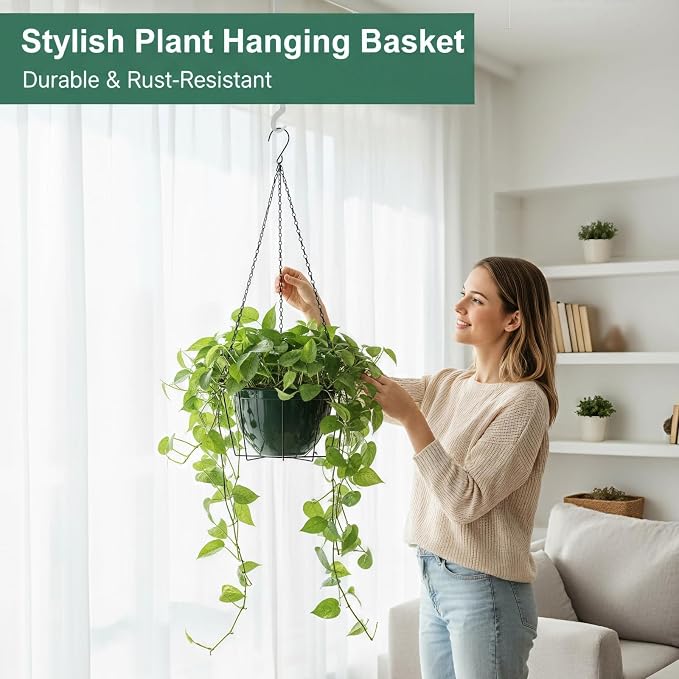 Metal & Macrame Plant Hanger Indoor/Outdoor Use – Heavy Duty Hanging Planter - Image 5
