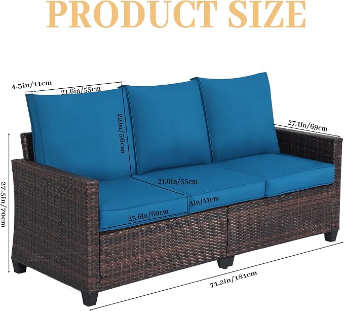 Rattan Outdoor Sofa 3-Seater - Image 3