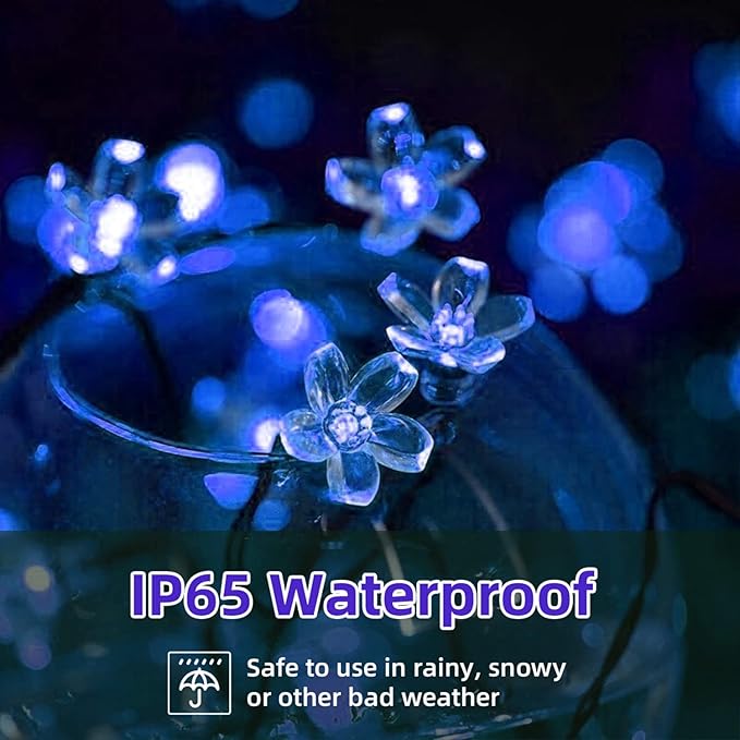 ITICdecor Outdoor Solar Flower String Lights Waterproof 50 LED Fairy Light - Image 3