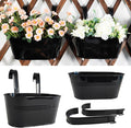 2 Pack Metal Hanging Planter for Outdoor Plants, 10 Inch Black Fence Planters by JOYFERNAL