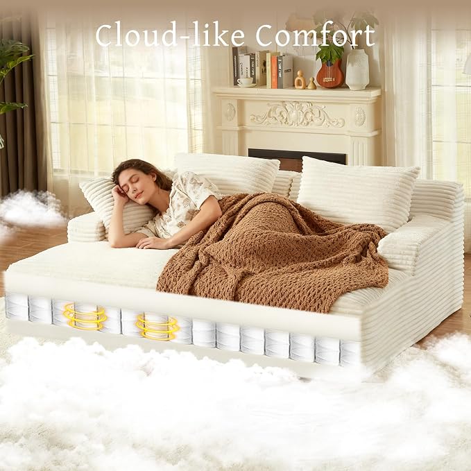 80" Double Chaise Lounge Chair Indoor, Oversized Boneless Couch Comfy - Image 3