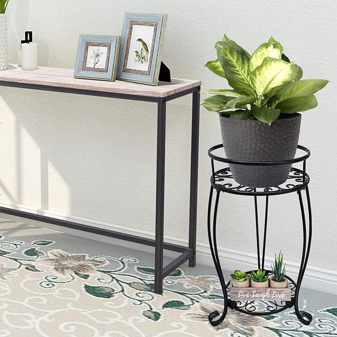CASIMR 2 Tier Plant Stand, 19.2 inch Tall Metal Potted Holder Rack, Indoor - Image 2