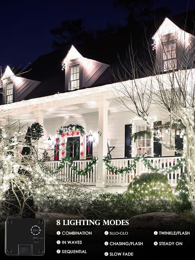 4-pack Solar Christmas Lights Outdoor Waterproof, 400LED 132FT Solar String - Image 2